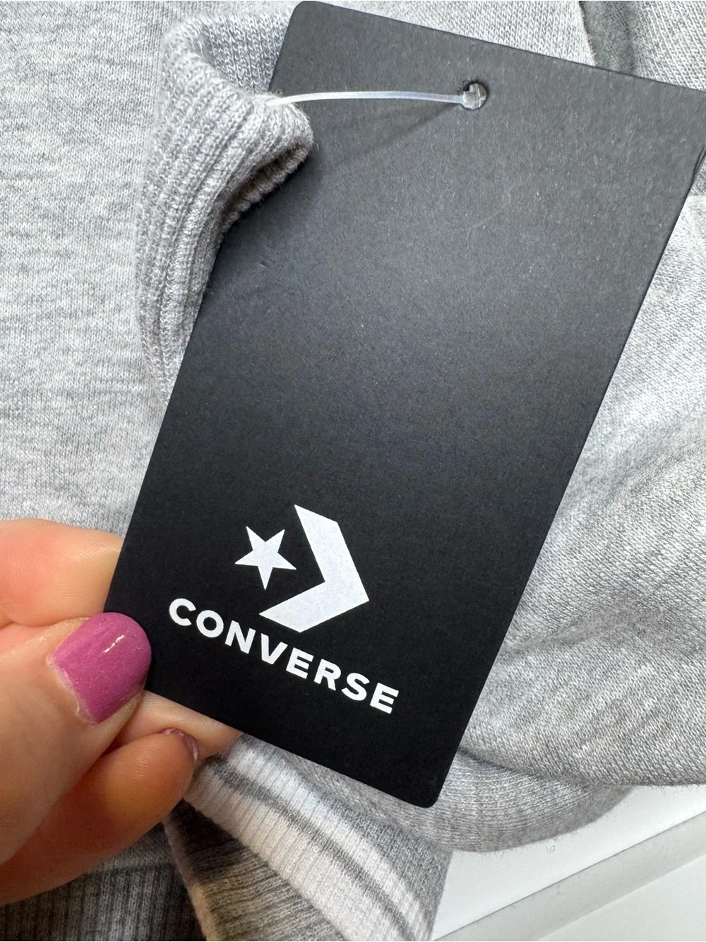 NWT girls Large 10/12 Converse Light Gray Quarter-Zip Pullover with Collar
